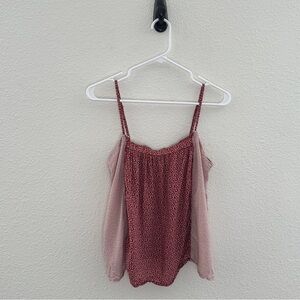 Floreat Anthropologie Red Pink Flowy Floral Cotton Tank Top Coquette Boho Small